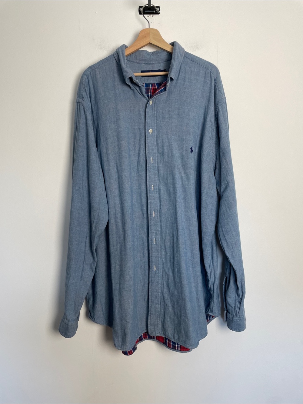 Ralph Lauren Blue Plaid Lining Lumberjack Flannel Men 2XLT Button-Down Shirt - Picture 2 of 9
